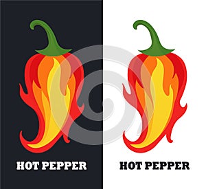 flame color and shape hot chilli pepper logo design