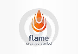 Flame creative symbol concept. Fire energy in drop shape abstract business logo. Flammable water fuel power, ignite heat