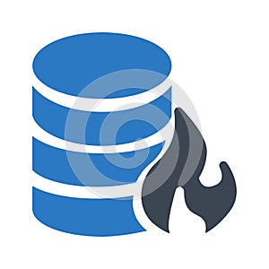 Flame database glyph color flat vector icon