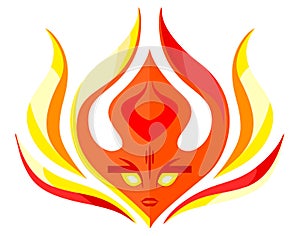 Flame face icon - vector logo template concept illustration. Red fire sign.