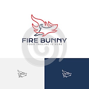 Flame Fire Bunny Rabbit Animal Run Line Logo