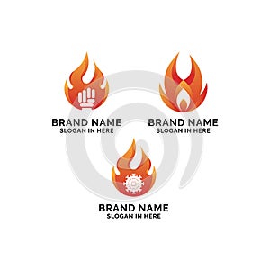 Flame fire burn logo vector design illustration