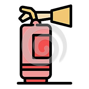 Flame fire extinguisher icon color outline vector