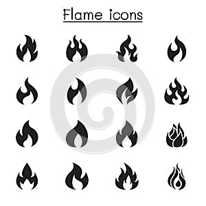 Flame, fire icon set vector illustration graphic