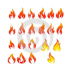 Flame or fire icon set vector image design on white background