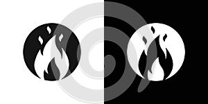 Flame fire icon Flat vector set outline