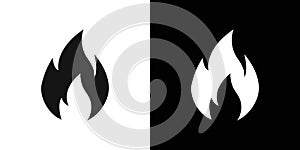 Flame fire icon Flat vector set outline