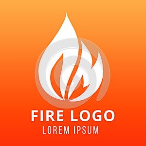 Flame of fire logo design on fire color background