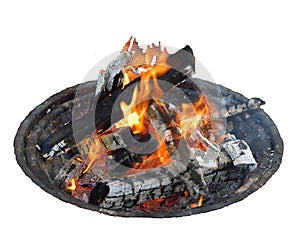 Flame Fire with Logs Burning in Fire Pit