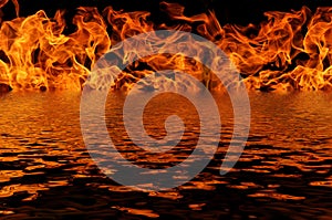 Flame fire water reflection