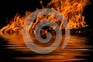 Flame fire water reflection