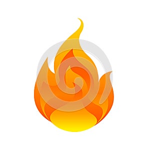 Flame, fireball isolated on white background, fire burn symbol, flames icon, flaming logo, bonfire blaze illustration, icon