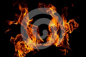 Flame fires. Burn lights on a black background. Fire flames on black background. Abstract fire flame background.