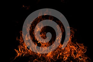 Flame fires. Burn lights on a black background. Fire flames on black background. Abstract fire flame background.