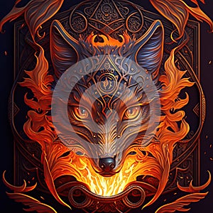 The Flame-Furred Fox, A Stunning Illustration of Fire and Wildlife, generative ai