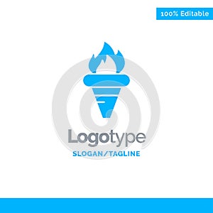 Flame, Games, Greece, Holding, Olympic Blue Solid Logo Template. Place for Tagline photo
