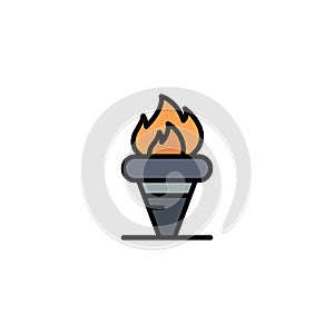 Flame, Games, Greece, Holding, Olympic Business Logo Template. Flat Color photo