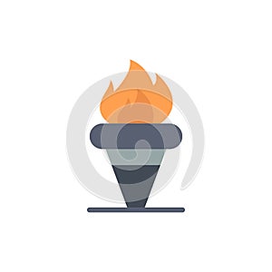 Flame, Games, Greece, Holding, Olympic  Flat Color Icon. Vector icon banner Template photo