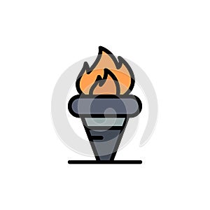 Flame, Games, Greece, Holding, Olympic  Flat Color Icon. Vector icon banner Template photo