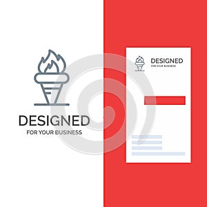 Flame, Games, Greece, Holding, Olympic Grey Logo Design and Business Card Template photo