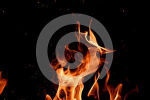 Flame heat fire abstract background black background.