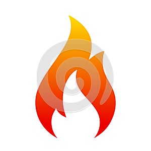 Flame icon. Two tongue fire. Icon illustration logo - vector