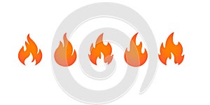 Fire flames icons set. Set of fire flame. Vector illustration