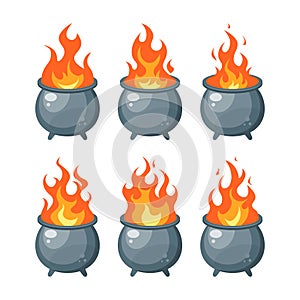 Flame inside a cauldron, vector in flat style