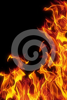 Flame isolated over black background