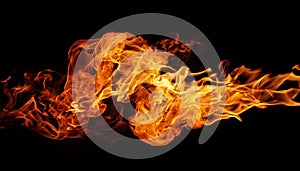 Flame isolated over black background