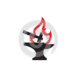 Flame line blacksmith symbol logo vector