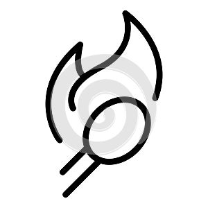 Flame match icon, outline style