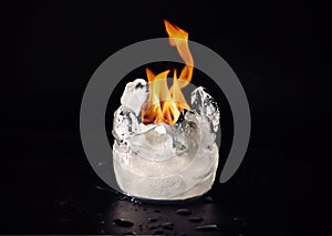 Flame melting ice