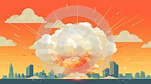 Flame of a nuclear explosion. Vector illustration in flat style.