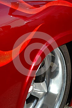 Flame red custom car