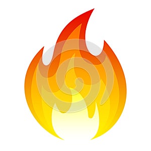 Flame red icon, bright blazing decoration and glow