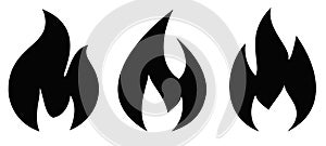 Flame silhouette vector icon, fire sign