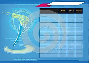 Flame of Sportmanship in a scoreboard with elements. Editorial Clip Art.