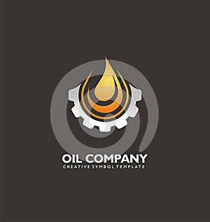 Flame symbol and oil drop creative logo