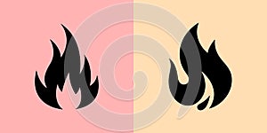 Flame symbol silhouettes on a color background