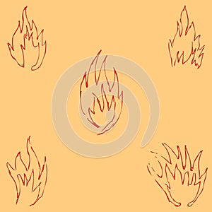 Fuego idiomas. bosquejo de acuerdo a mano. dibujo a lápiz de acuerdo a mano. imagen. imagen es un delgado gestión. antiguo 