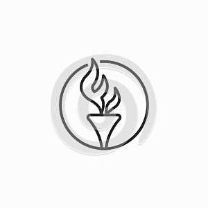 Flame torch logo circle design vector illustration