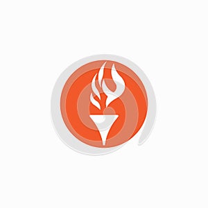 Flame torch logo circle design vector illustration
