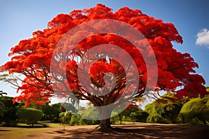 Flame tree (Delonix regia) - Madagascar (Generative AI)