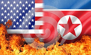 Flame on us and north korea flag