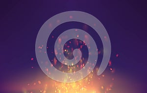 Flame vector background with sparks particles. bonfire smoke fantasy flying sparks.