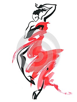 Flamenco. Beautiful Dancing Woman