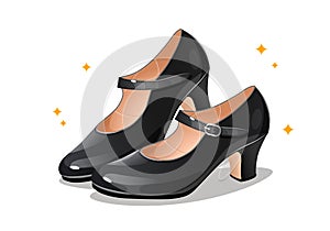 Flamenco dance women shoes illustration photo