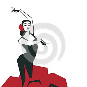 Flamenco Dancer in expressive impressive pose. Minimalistic laconic