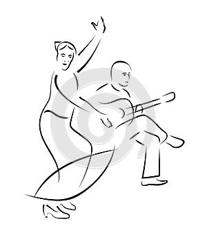 Flamenco dancer and guitarist sketch